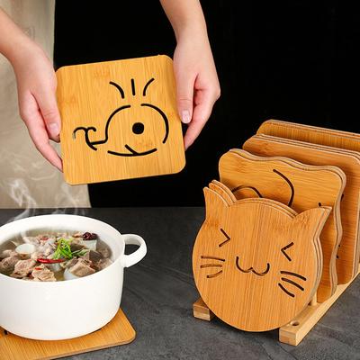 Cartoon Hohl Holz Coaster Küche Geschirr Verdickt Anti Verbrühungen Wärmedämmung Matte Mahlzeit Matte Anti Slip Schüssel Platte Matte
