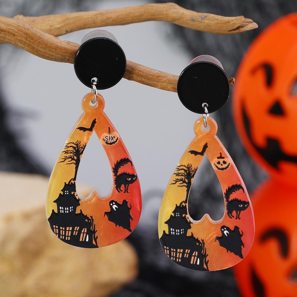Halloween Series: Scary Funny Ghost Pumpkin Bat Spider Skull Stud Earrings