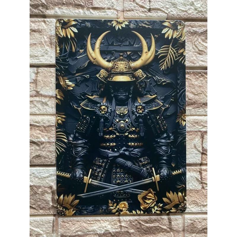 Vintage Samurai Metall Wandkunst, Küchen Bar Café Dekor Schild