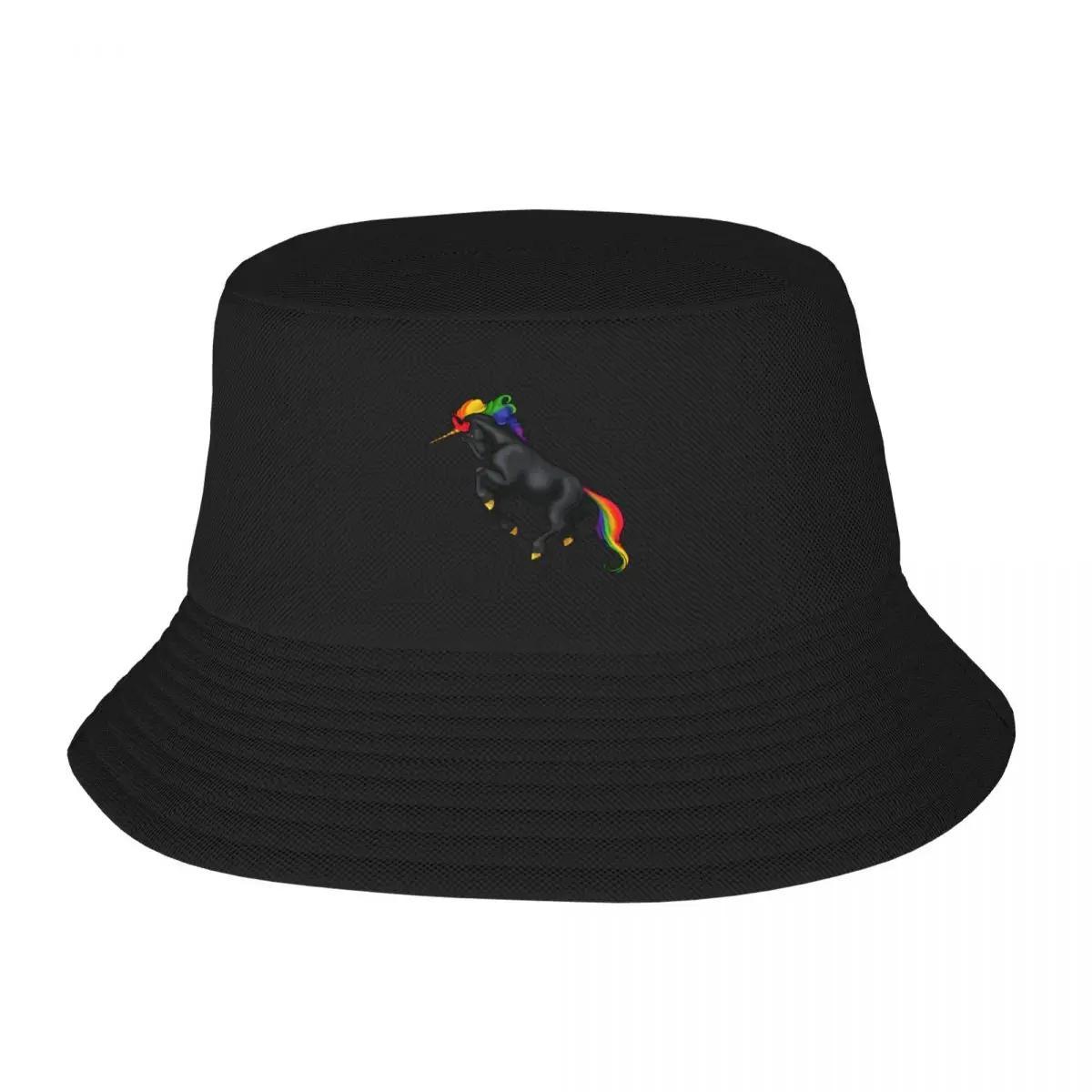 New Rainbow Pride Unicorn Dark Bucket Hat Western Hat Christmas Hat Funny Tactical Cap Unisexs Caps Womens