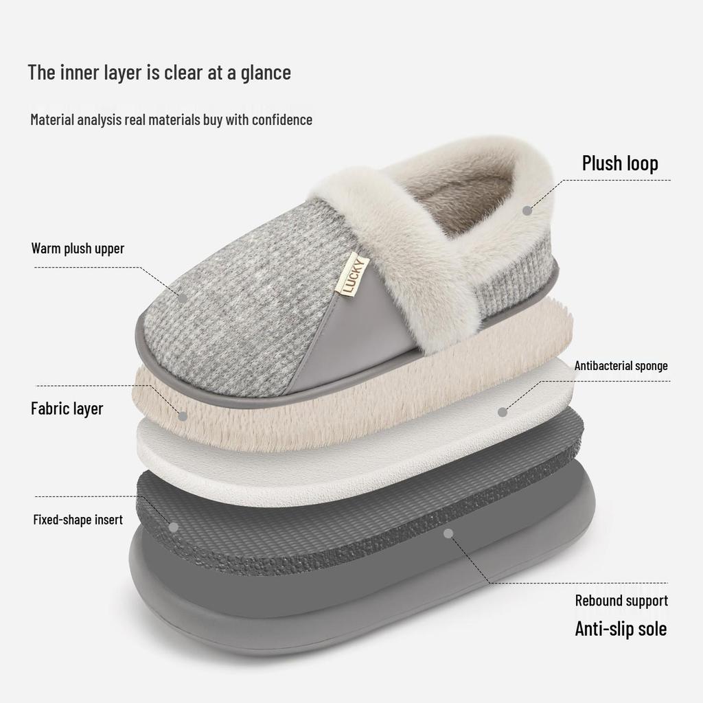 Thickened Cotton Winter Slippers: Non-slip, Wearable Warmth for Men & Women, Soft Sole, Fur-lined, Home & Outdoor Use