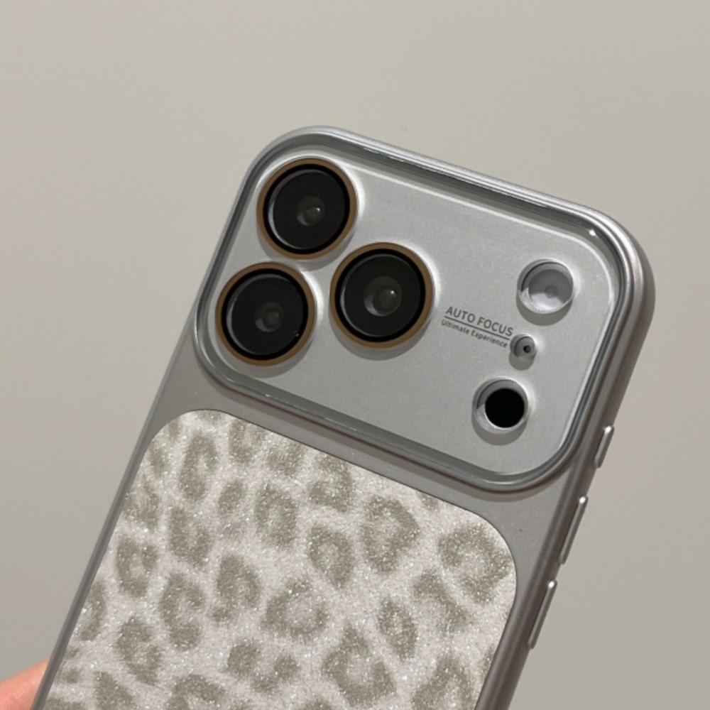 Luxury Shiny Leopard Print Large Camera Plating Case For iPhone 17 16 15 14 Pro Max Original Lens Glass Bumper Retro Cover Funda