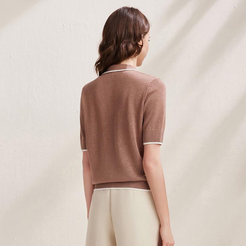 Zhaojun Linen Blend Polo Knit Short Sleeve Cardigan