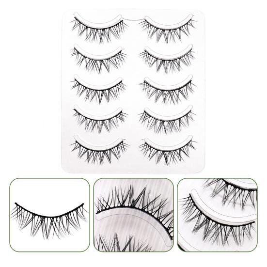 

Yousheng 5 Pairs/Box False Eyelashes Comfortable Perfect Fitting Fiber Sharpened Makeup Extensions Eye Lashes for Dressing Room чёрный