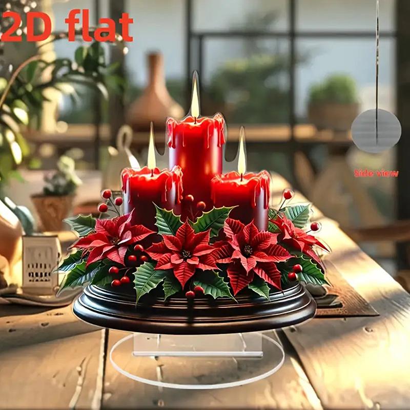 2D Flache Acryl Weihnachts-Tischdeko mit Sockel Schneemann Haus Drehbares Karussell Design Innen/Außen Heim Büro Dekoration