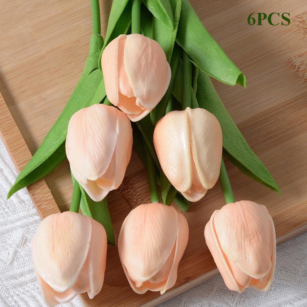 

6Pcs High Quality Plastic Real Touch Tulips 34*3cm 10 Colors Simulation Flower Decoration Table Home Wedding Decor Home Decor рожевий