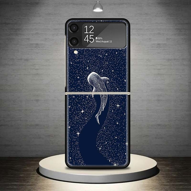 Ocean Whale Shark Phone Case For Samsung Galaxy Z Flip 7 6 5 4 3 5G Shockproof Cover Z Flip7 Flip6 ZFlip5 Flip3 Flip4 Luxury She