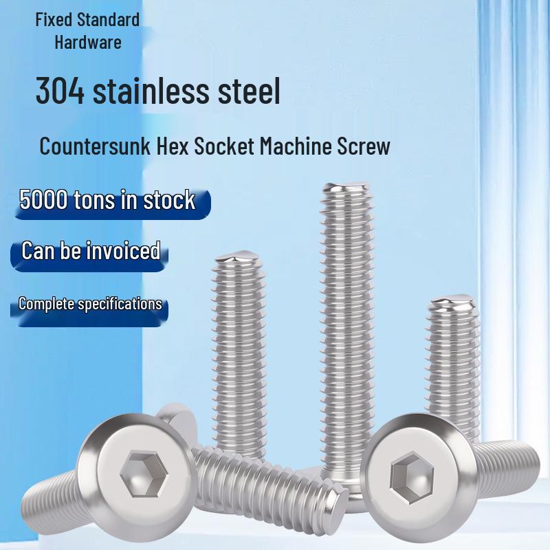 Thin Head Beveled 304 Stainless Steel Hex Socket Flat Head Screws M2-M6 M2*5