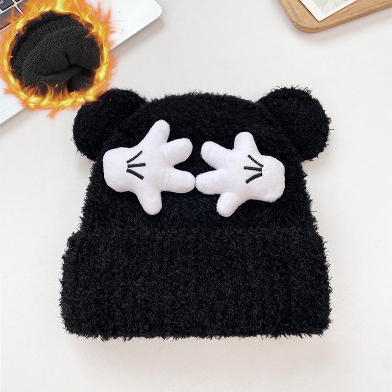 Funny Palm Knitted Hat, Children's Autumn and Winter Thickened Warm Wool Hat, Small Face, Ear Protection Hat, Cold-proof Baotou Hat