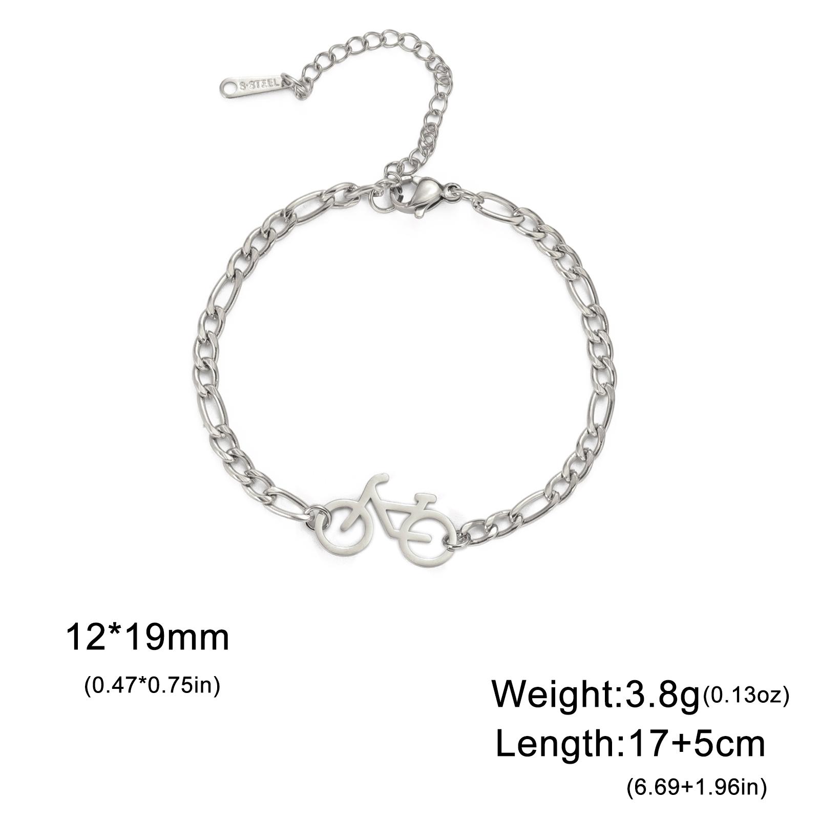 

Teamer Stainless Steel Bicycle Charm Bracelet for Men Women Adjustable Figaro Box Chain Casual Sports Jewelry 2026 Trend New In 17-22cm