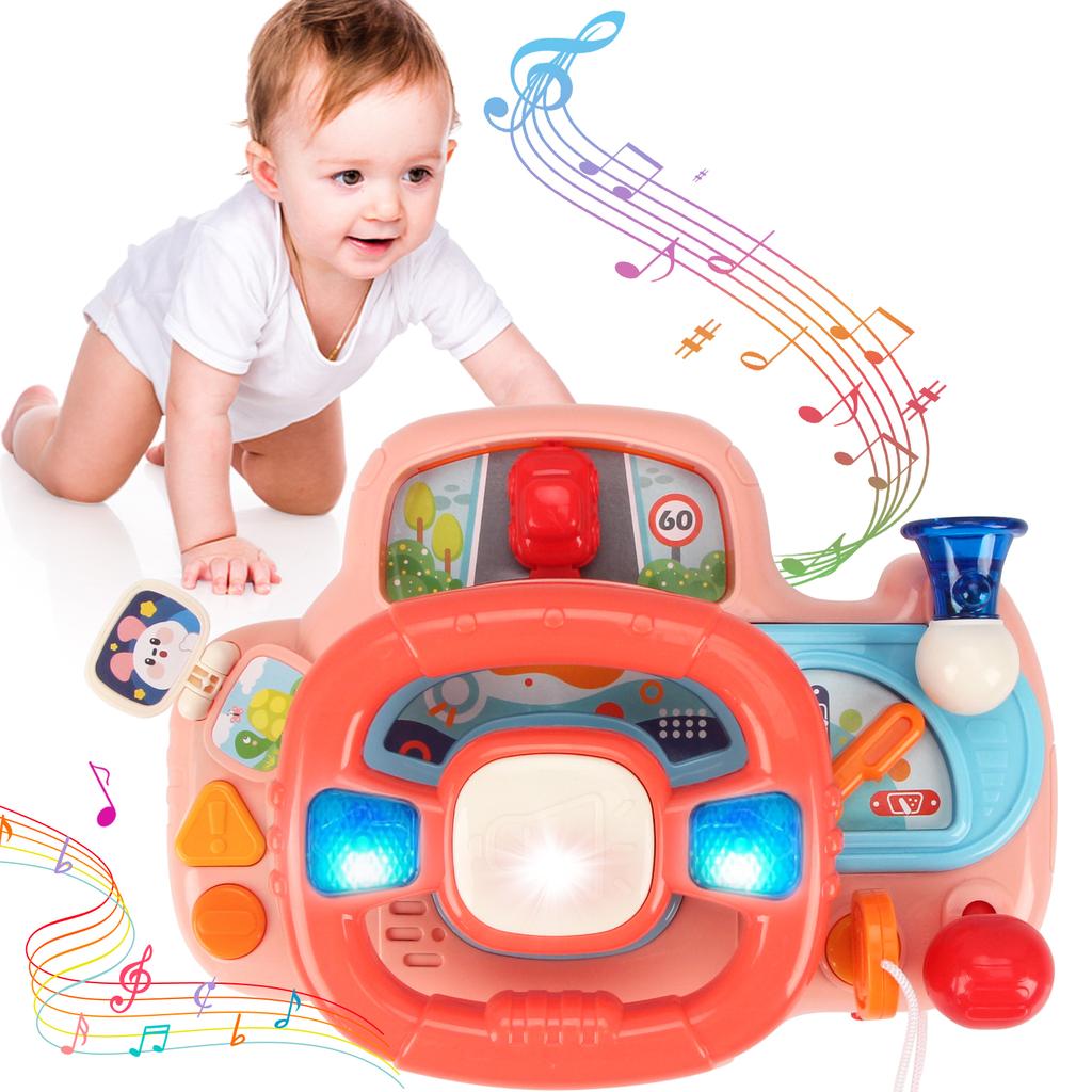 Baby Simulation Driving Car Cartoon Electric Steering Wheel with Music and Lighting Toys Early Educational Toys for Kids Gifts