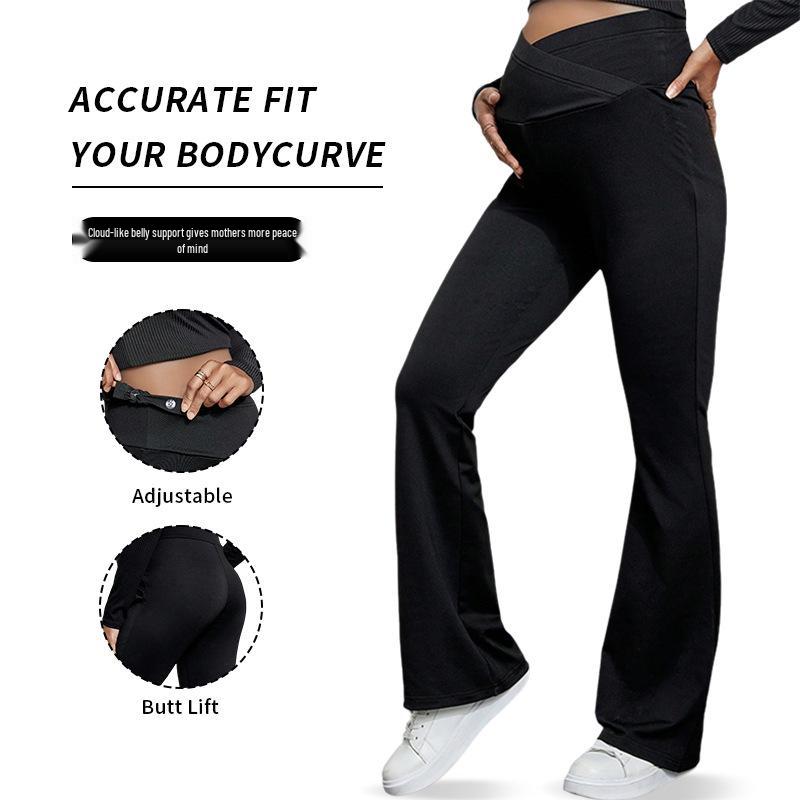 Autumn/Winter High Waist Maternity Yoga Pants with Belly Support & Flared Design