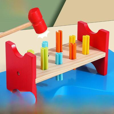 Kids' Colorful Wooden Pile Table: Fun Hand-Eye Coordination & Brain Development Toy