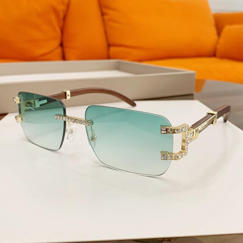 New Frameless Small Square Sunglasses With Rhinestone Accents For Fashionable Street Style