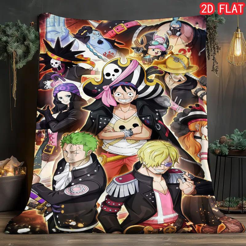 One Piece Daily Flannel Blanket Lightweight Soft Warm for Home Office Bedroom Use THW