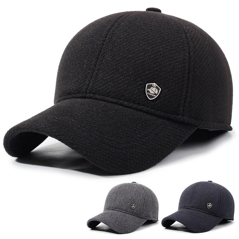Winter Men's Velvet Thick Baseball Cap for Middle-Aged and Elderly Outdoor Ear Protection Cap Warm Cotton Cap