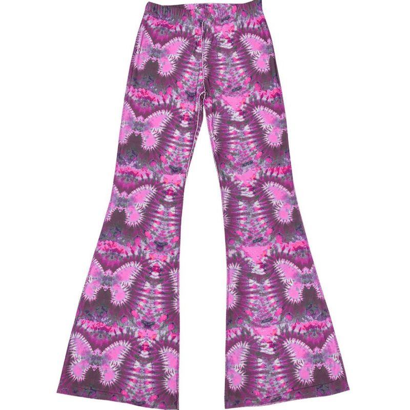 

Versatile Punk High Waist Soft Elastic Waist Butterfly Print Silm Casual Holiday Pants Dance Bell-Bottom Pants Purple XL