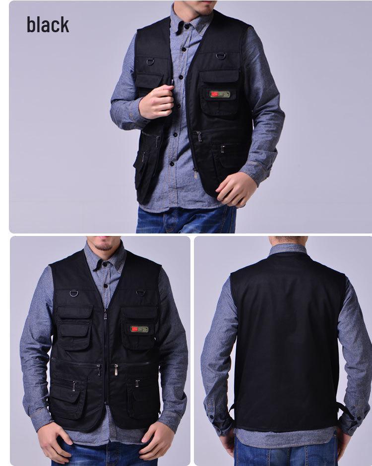 Atmungsaktive Herrenweste mit mehreren Taschen für Angeln und Fotografie - Übergröße, ärmellos, dünner Stil für mittelalte und ältere Männer.