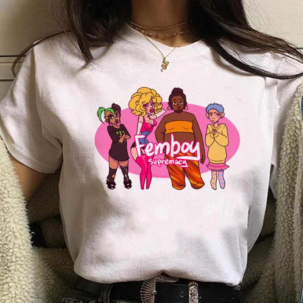 Femboy top women manga Tee girl comic clothes