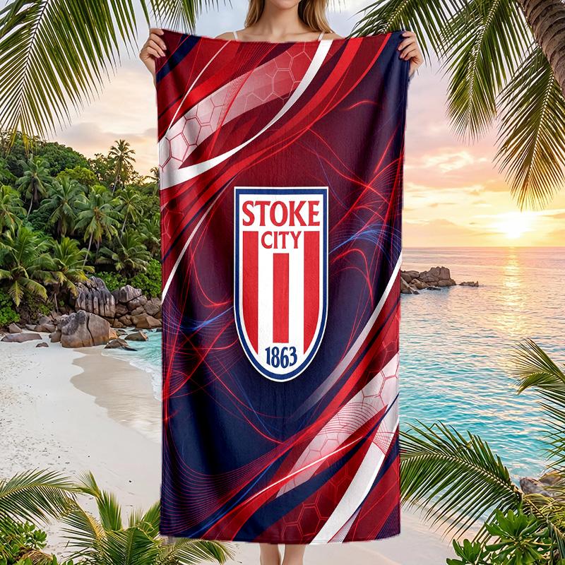 Stoke City Football Beach Towel Soft Microfiber Summer Towel Quick Dry Absorbent Towel for Beach Swimming Pool Travel