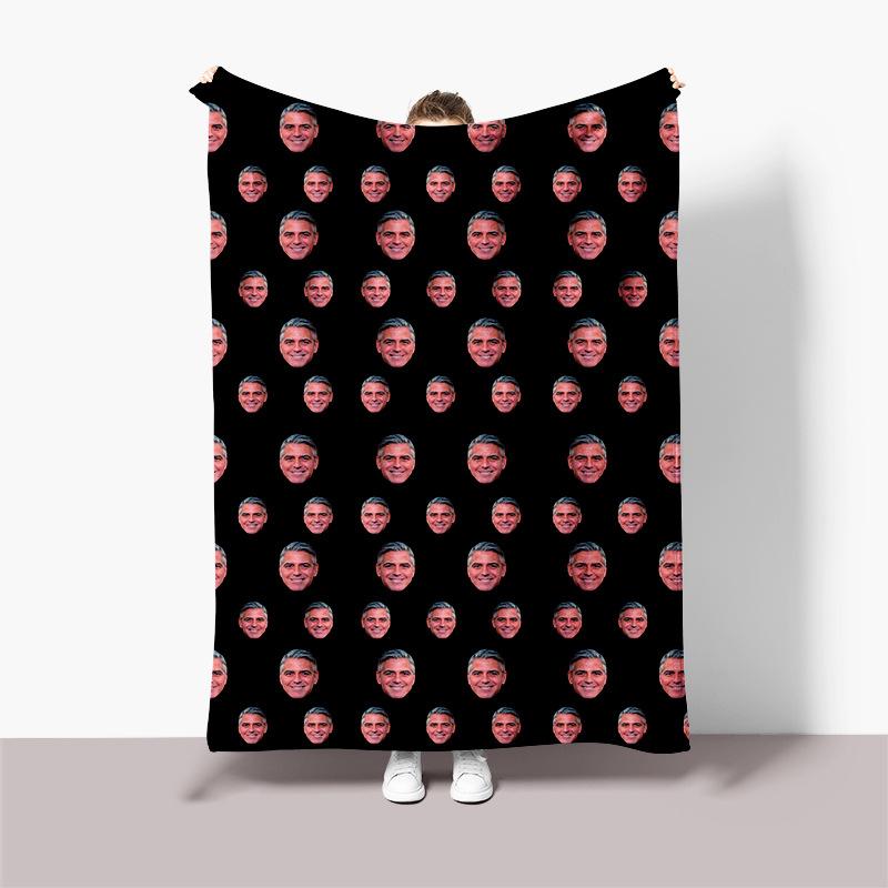 Personalisierte Flanelldecke mit schwarzem Hintergrund, Foto von einem Gesicht, Geburtstags-Erinnerungsdecke