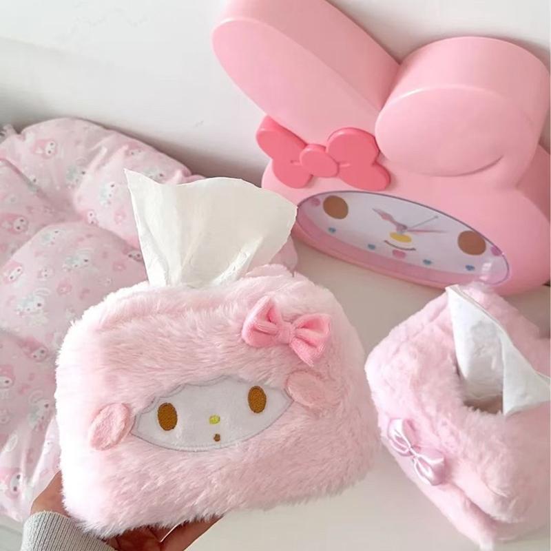 Plush Crayon Shin-chan Tissue Box Cute Hello Kitty Holder Decorative Container Paper Storage Bag Home Decor Cuddly Stuffed Fluffy Huggable Kawaii