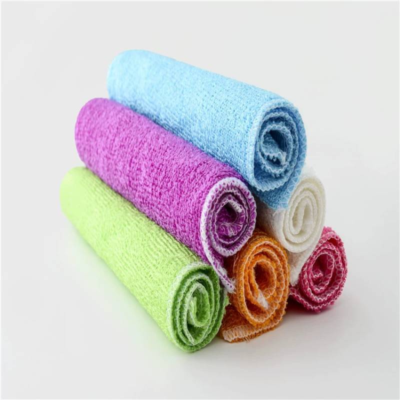 Fiber Double Layer Dish Towel With Oil Resistant Absorbent Non Shedding For Kitchen Cleaning