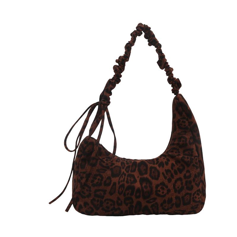 Hong Kong Style Women's Bag New Fashionable Retro Versatile Shoulder Bag Large Capacity Leopard Print Commuter Armpit Bag