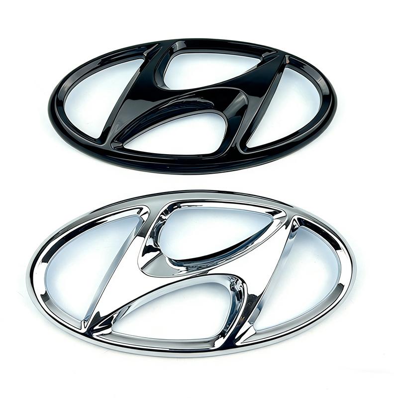 Black Sliver Emblem for Hyundai Tucson Venue I30 I10 I40 I20 Getz Kona Veloster Elantra Trunk Front Hood Badge Logo Car Sticker HH52