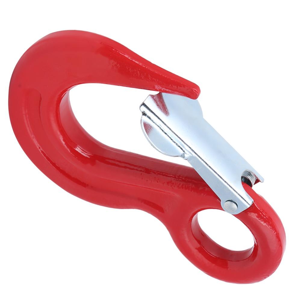 Red Alloy Steel Crane Hook 5000kg Load Capacity Safety Latch Hook Industrial Rigging