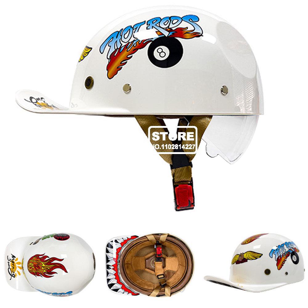 Motorbike Baseball Cap Half Helmet Riding Women Retro Motorcycle Half Helmet Anti Drop Motorcycle Scooter Helmet
