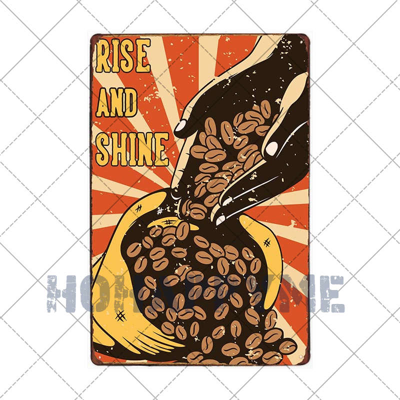 Letrero de Café Retro Decoración de Café Bar Placa Vintage Tienda de Bebidas Decorativo Pared Pub Club Póster 20x30cm
