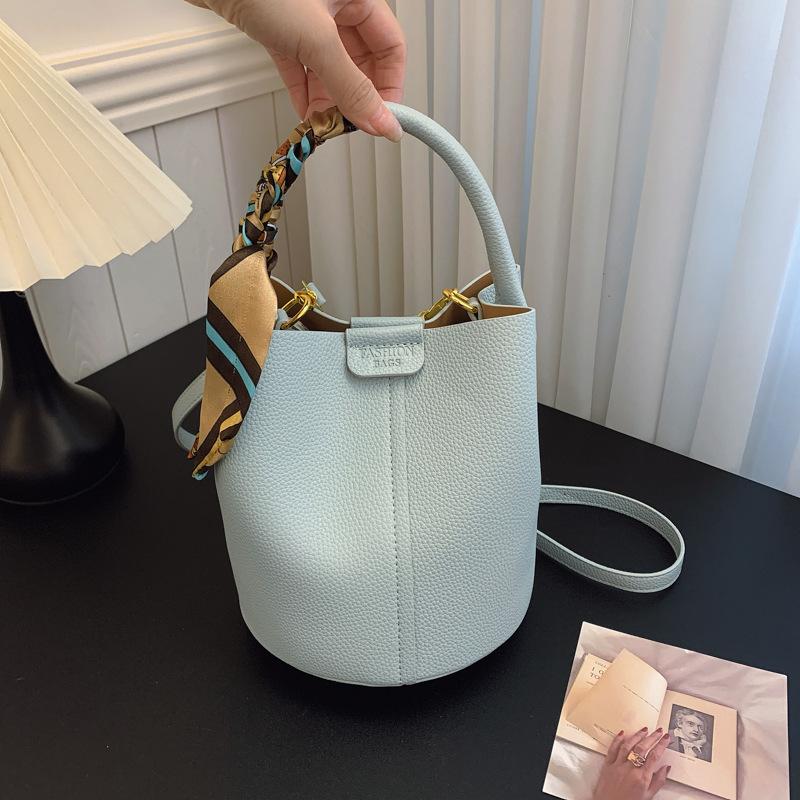 New niche popular silk scarves contrasting colors, children and mothers, bucket bags, portable shoulder messenger trendy women's bags