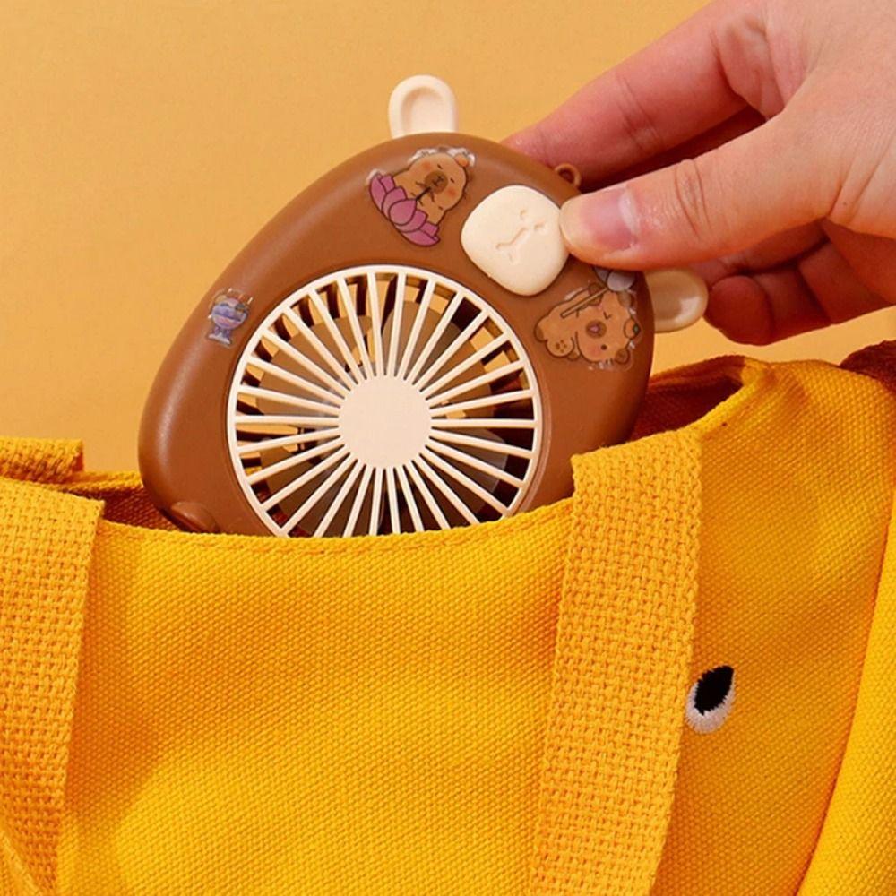 Solid Color Cute Capybara Fan Creative USB Mini Fan Simple Cartoon Handheld Fan  Camping