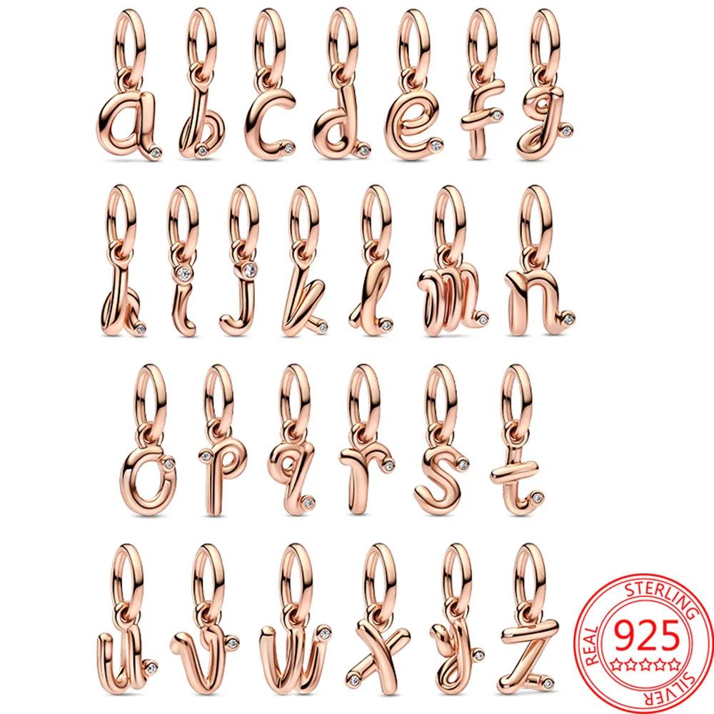 Copper 26 Letter A-Z Alphabet Beads Charm Fit Original Pan Bracelet Bangle Accessories Diy Jewelry For Women