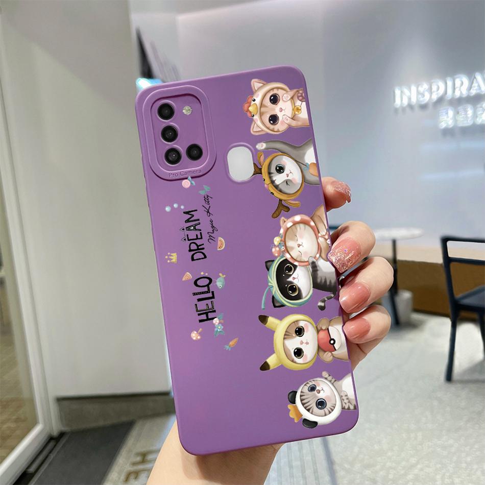 For Samsung Galaxy A21s Case Purple Lavender Flower Camera Protector Soft Phone Cover For Samsung A21s 6.5" SM-A217F A 21 s Case