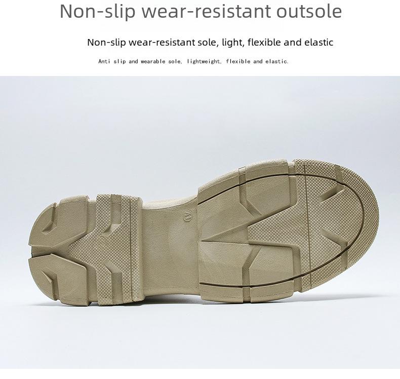 2025 Spring Men's Trendy Casual Outdoor Leather Work Boots - Fashionable British High-Top Design
