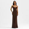 Europäischer Stil Damen One-Shoulder Patchwork Netzkleid - Frühjahr 2026 Ankunft, Einfarbige, Rückenfreies Design