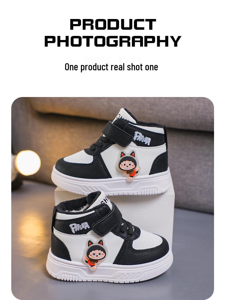 Girls' High-Top Canvas Shoes: Soft Sole, Shock-Absorbing, Anti-Slip Sports Sneakers for Toddlers & Kids - Autumn/Winter 2025 Collection.