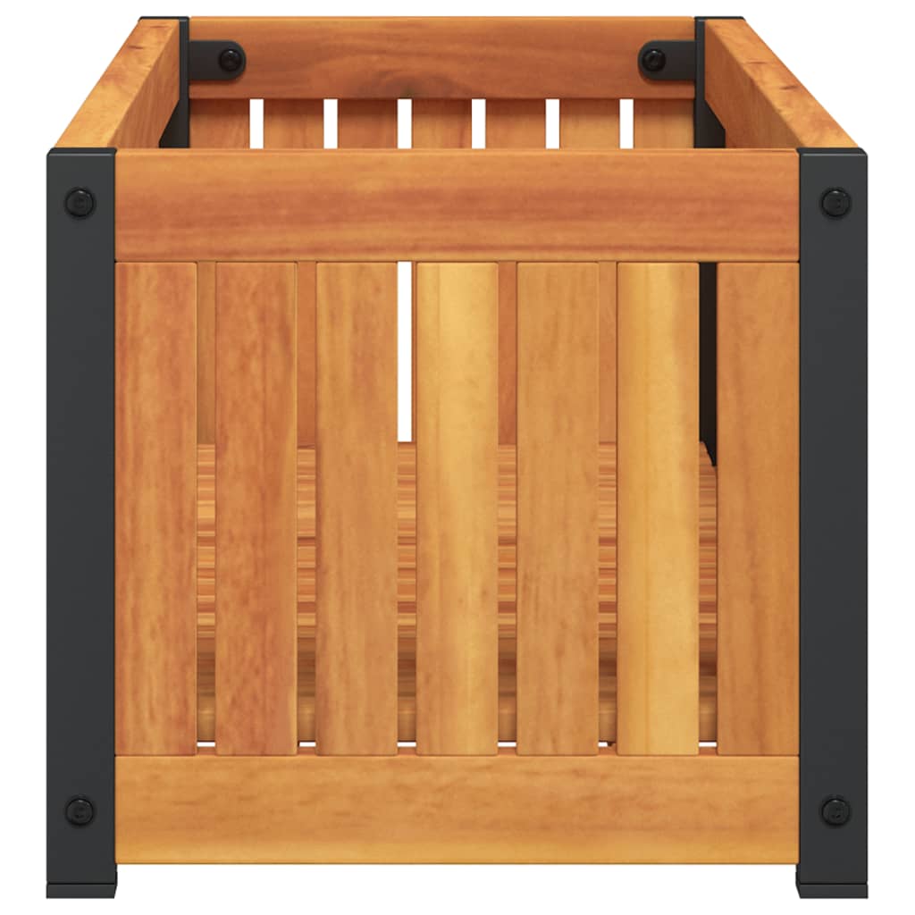 Plant Pot 80x30x27.5 cm Solid Acacia Wood and Steel
