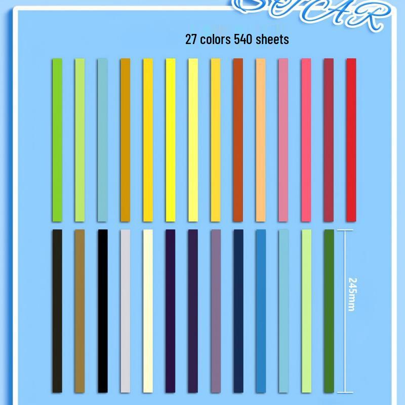 27-Color Lucky Star Origami Paper Strips for Folding Pentagrams