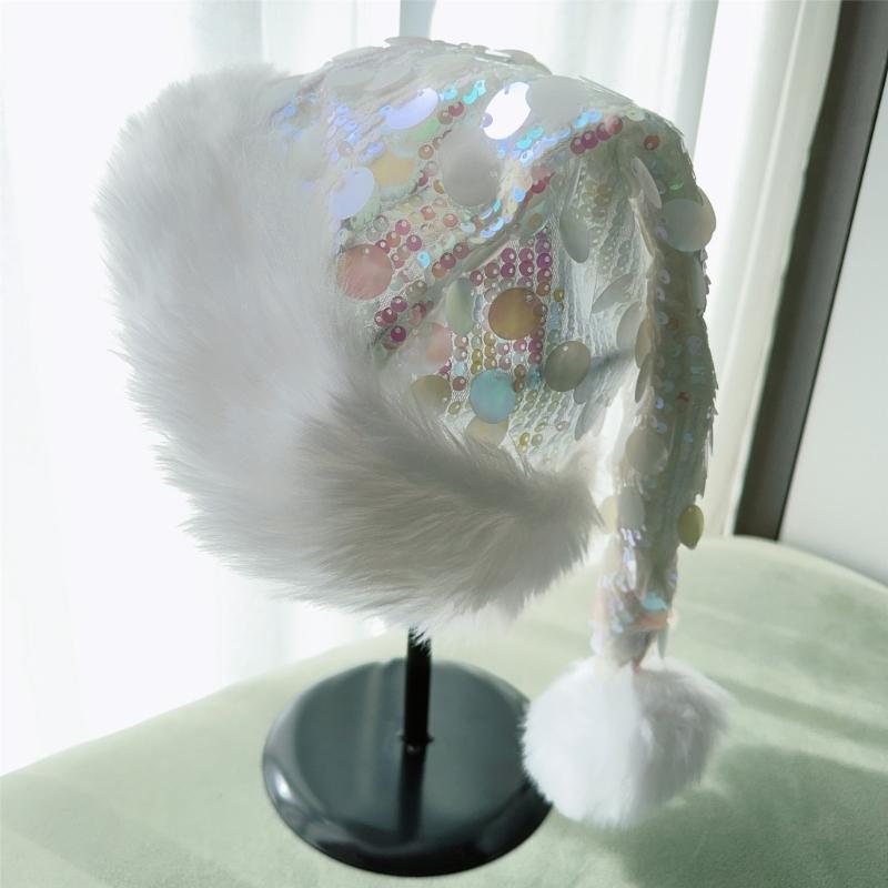 Christmas Hats for Holiday Celebration Festival Props Hat All Age Small Large Sequined Santa Caps Party Gathering Headwear