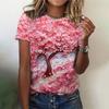 Casual and Versatile High-quality Flower Patterned Short Sleeved Round Neck Women's T-shirts