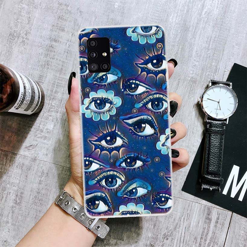 Lucky Blue Evil Eye Phone Case For Samsung Galaxy A14 A15 A13 A12 A54 A55 A53 A52 A04S A24 A25 A23 A22 A34 A35 A33 A32 A03S A02S