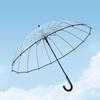 Transparent Umbrella Windproof Strong 16 Ribs Long Handle Rain Umbrella for Women Semi-automatic Big Umbrella