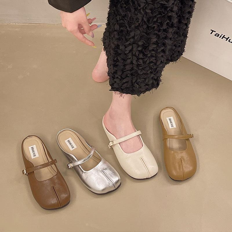 Soft bottom bag head slippers women's summer wear new cool slippers flat bottom lazy half slippers drag