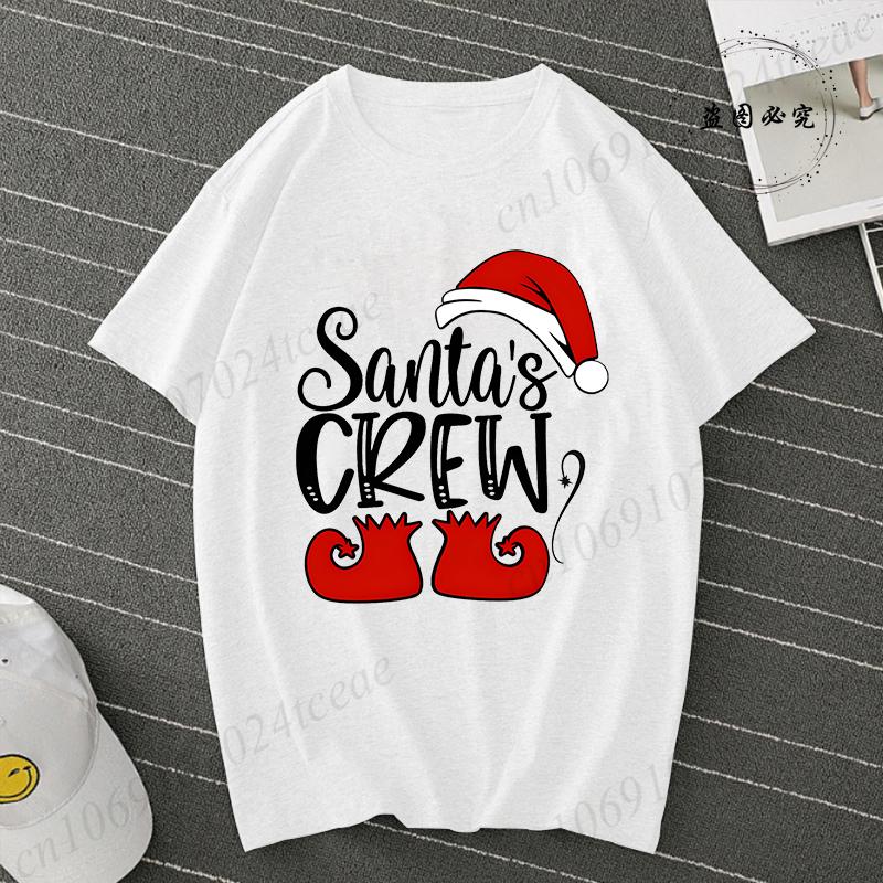 Santas Crew Shirt for Women Unisex Christmas Tshirts Santa Crew Family Outfit Christmas Tee Shirts Family Party Tshirts Tops