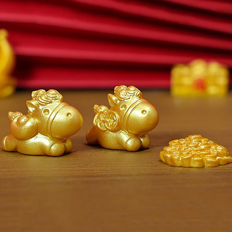 2026 New Year Figurines Miniatures Cartoon Lucky Gold Horse Micro Landscape Ornaments Home Room Desk Decorations Gift