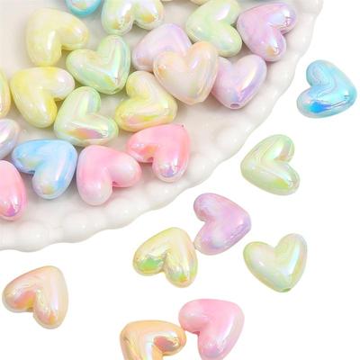 Acrylic Beads Heart Charms Beads For DIY Bracelet Necklace 5Pcs