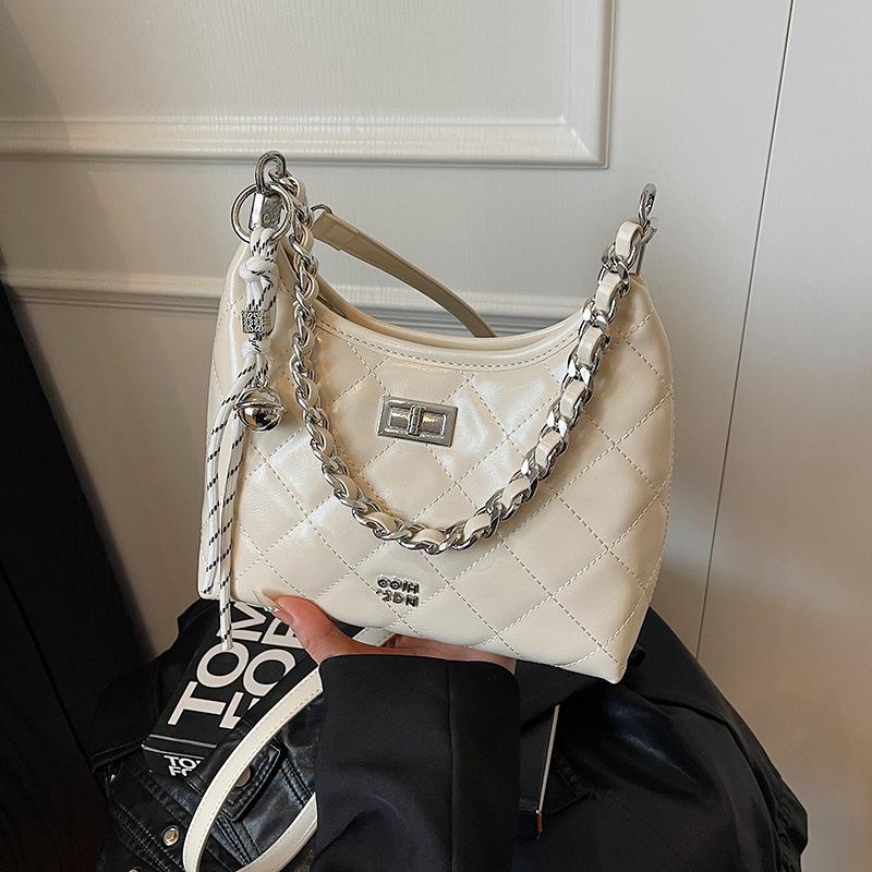 Rhombus chain bag women's summer 2025 new niche design messenger bag high-end sense foreign style shoulder bucket bag